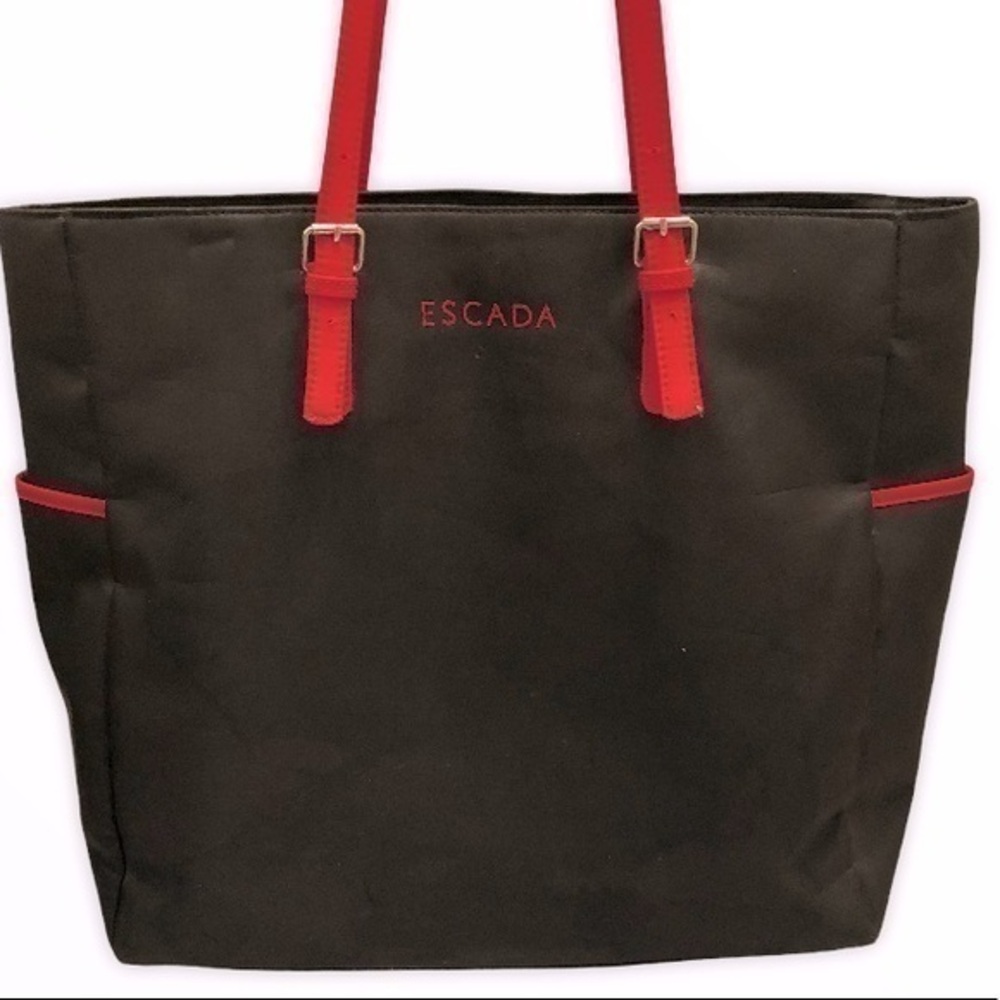 Escada black red nylon tote bag